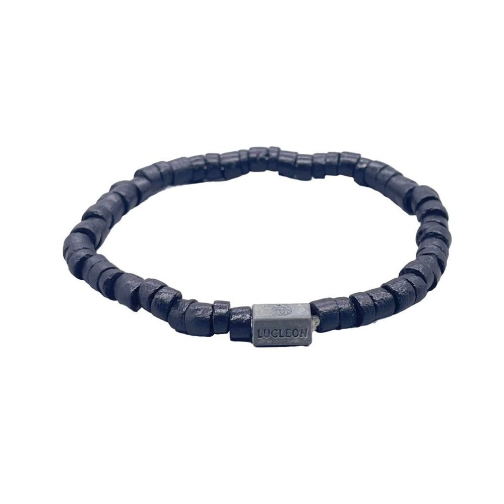Lucleon Black Beaded Stretch Bangle Bracelet